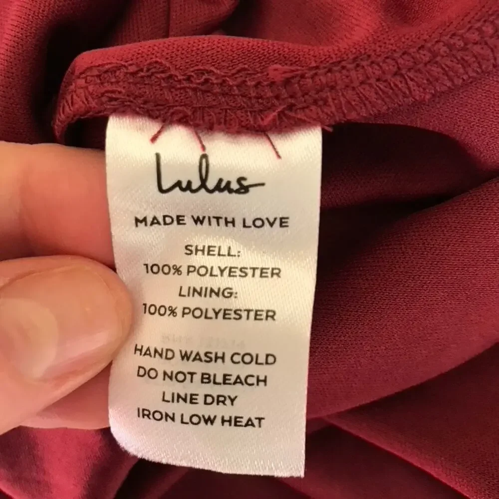 Lulus Dress Large Burgundy Adorning Glances Ruffles‎ Resort Wedding Formal READ